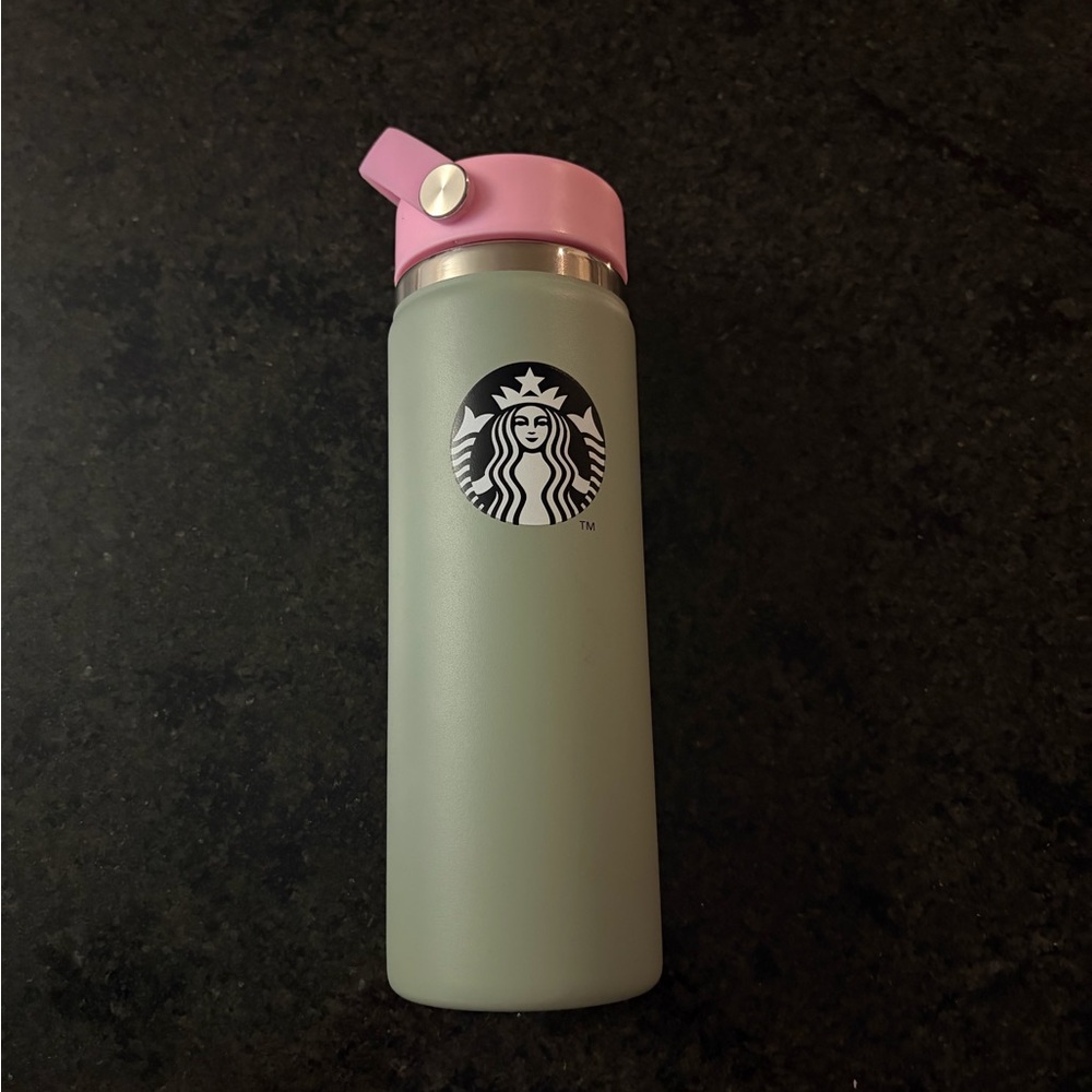 Starbucks Korea SS Commuter Olive Tumbler with a pink cap 20oz hydroflask